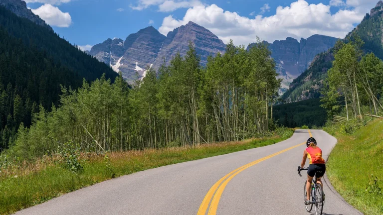 Bike riding on Marron Creek Road, from Highlands to Marron Lake. Road bike rentals are the best way to enjoy this one of Colorado's most scenic areas.