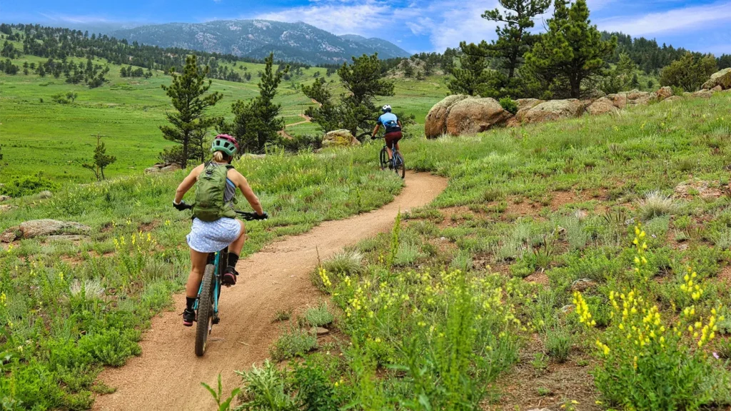 Mountain bikers at Boulder County, Colorado's Hall Ranch Open Space
